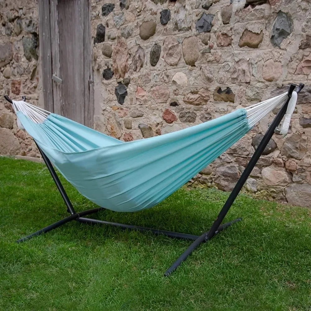 Double Polyester Hammock with Space Saving Steel Stand 450lb Capacity