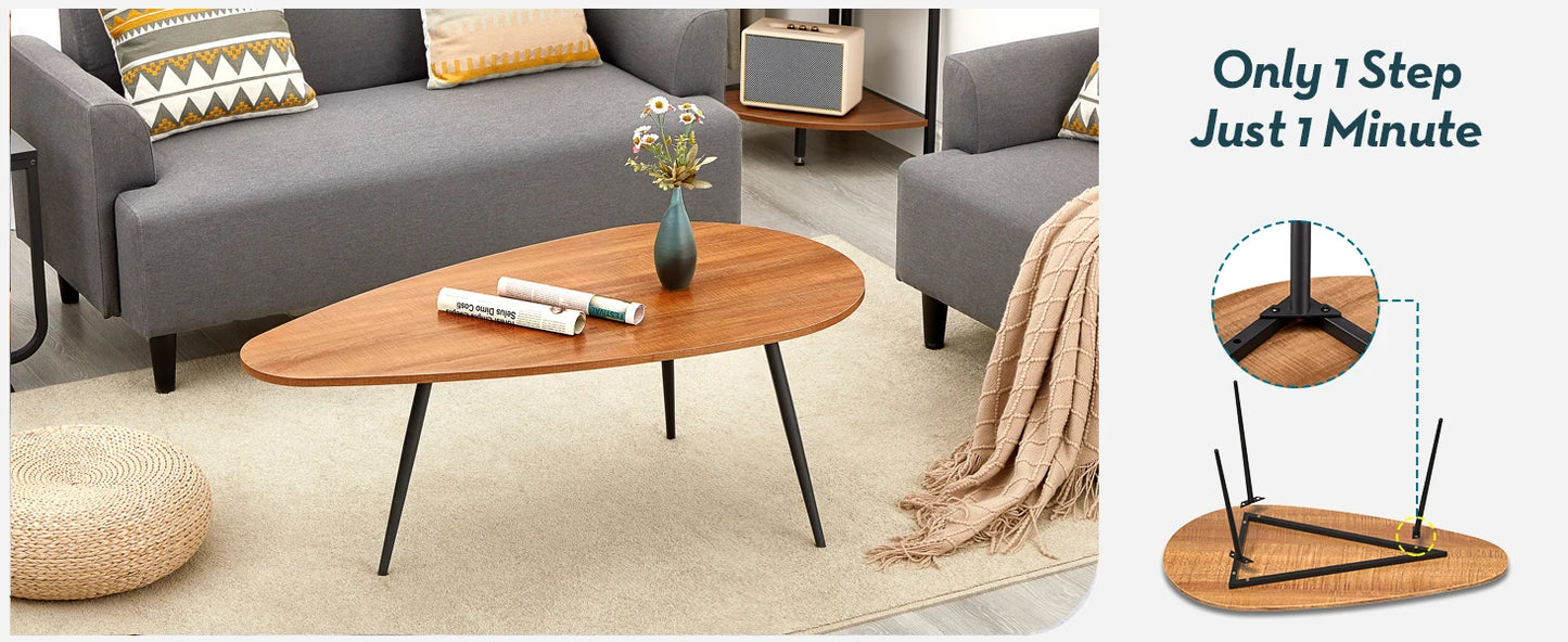 Small Rustic Farmhouse Oval Mid Century Accent Table for Living Room