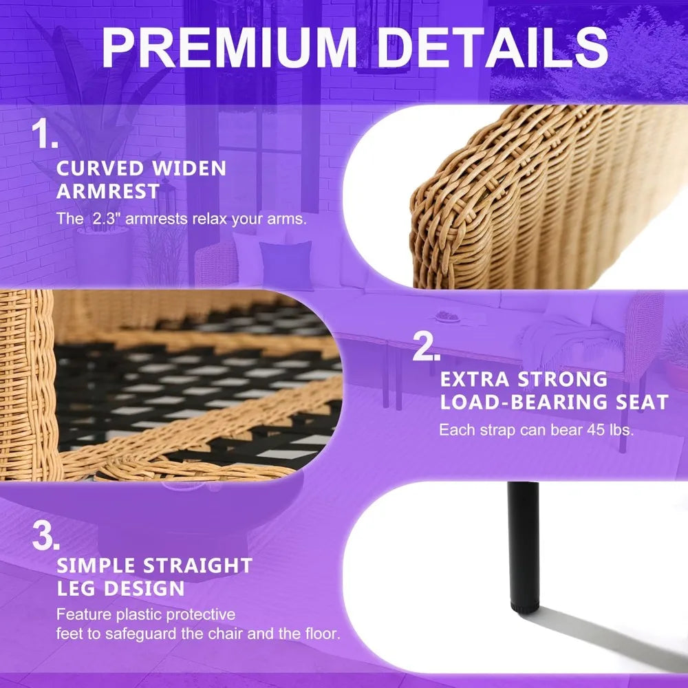 82 Inch Boho L Shaped Outdoor Couch Wicker Sectional Sofa