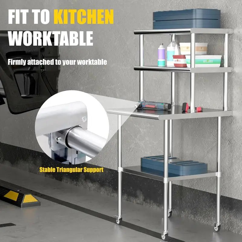 2-Tier Stainless Steel Double Overshelf 12x36 Inch 330lb Kitchen Shelf