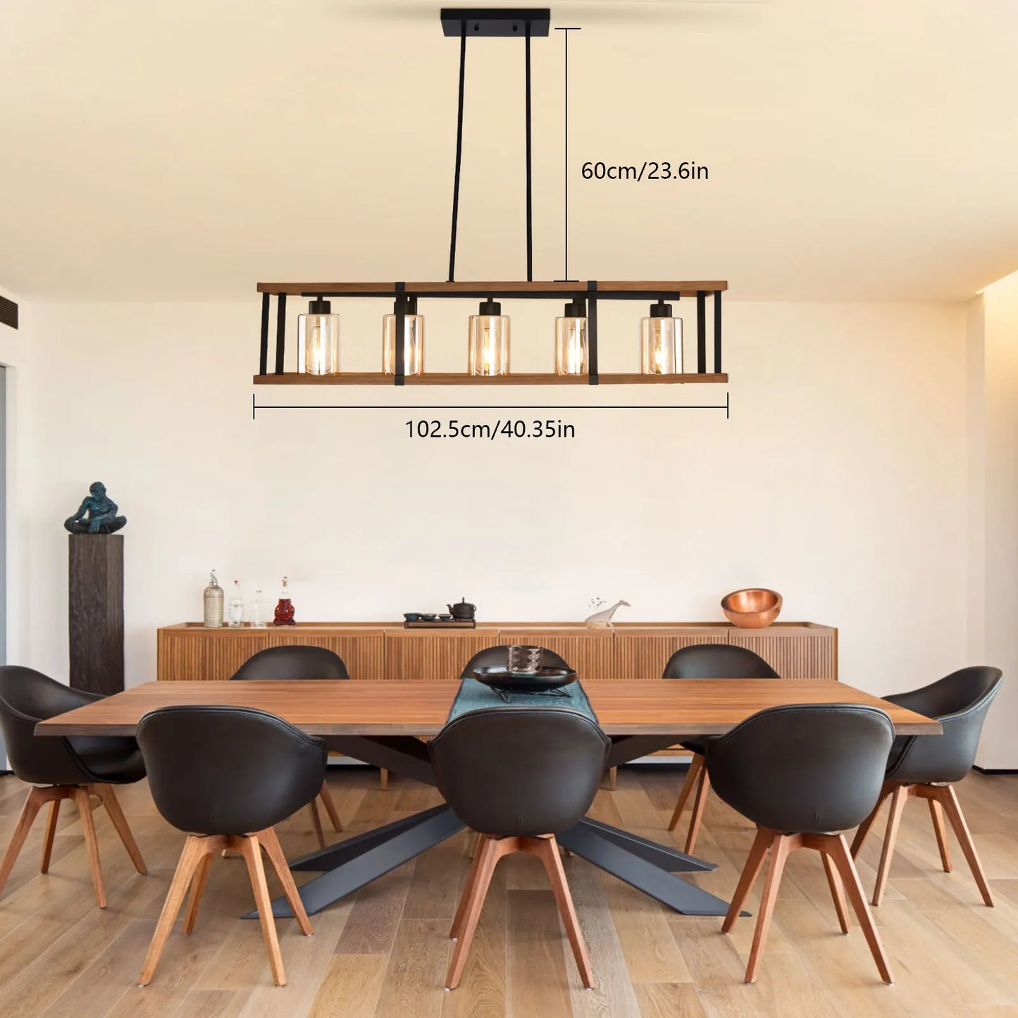 5-Light Farmhouse Chandelier Industrial Style for Dining Room Kitchen