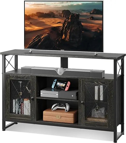 Ljustra Tall TV Stand 55 Inch Rustic Storage Console for Living Room