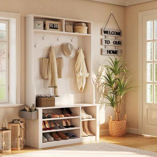 Ljustra Aiho Hall Tree Bench Coat Rack Shoe Storage Entryway Organizer