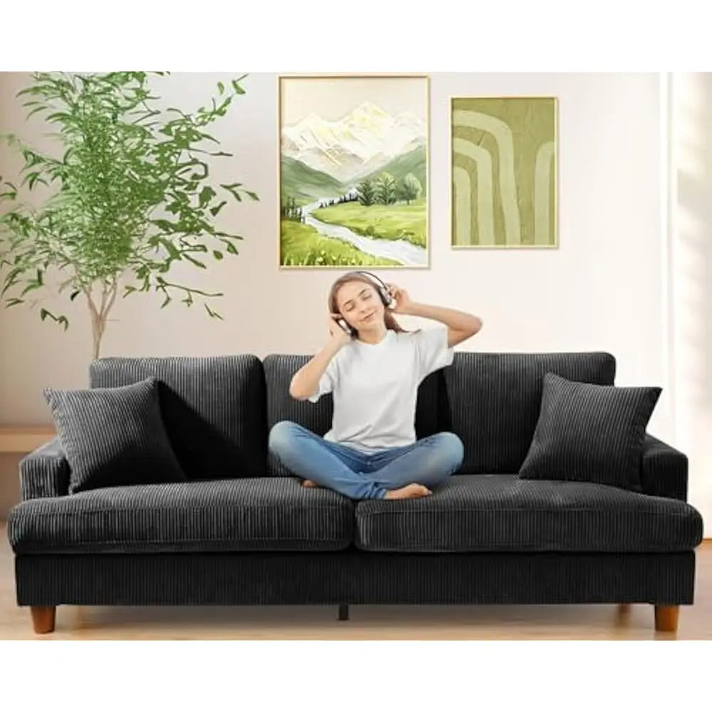 Ljustra 87in Comfy Sofa Extra Deep Seats No Tool Assembly Living Room