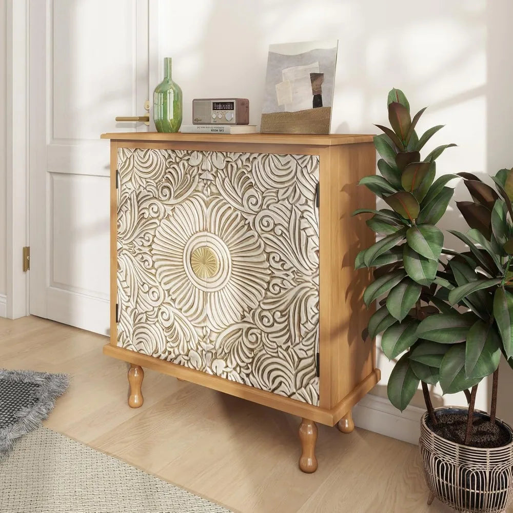 Storage Sideboard Buffet Cabinet Accent Cabinet with Solid Wood Feet