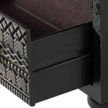 3 Drawer Farmhouse Dresser Geometric Carved Pattern Vintage Accent Chest