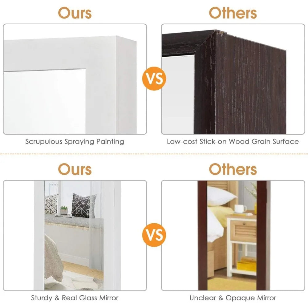 Jewelry Armoire Wall Door Mounted Full Length Mirror Jewelry Organizer