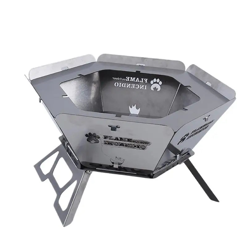 Portable Heavy Duty Fire Pit Grill Barbecue Campfire Hexagonal BBQ
