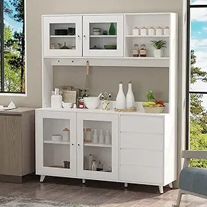 Large Kitchen Hutch Cabinet Freestanding Cupboard Pantry Storage Organizer