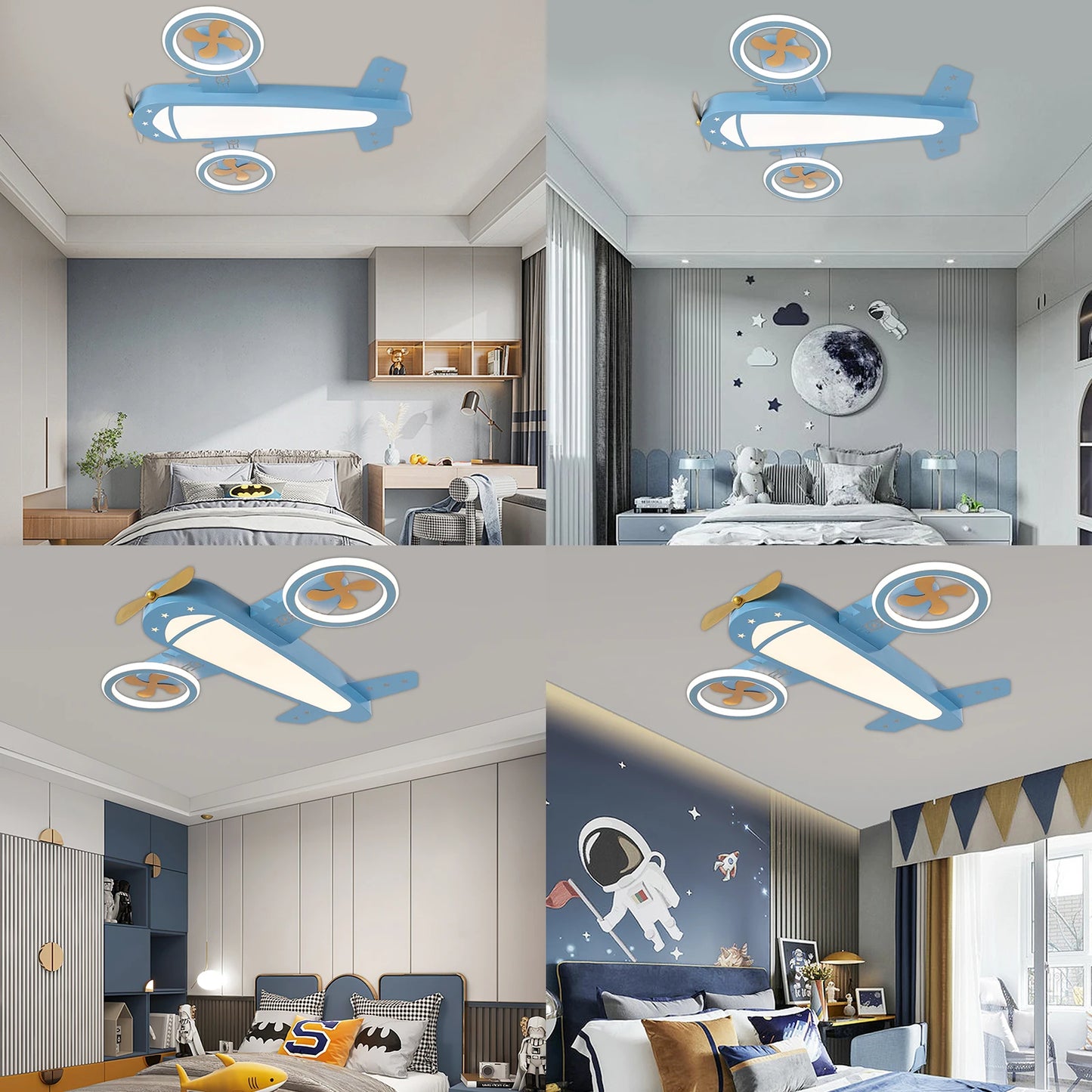 Dimmable Remote Control LED Ceiling Light Fixture with Fans for Bedroom
