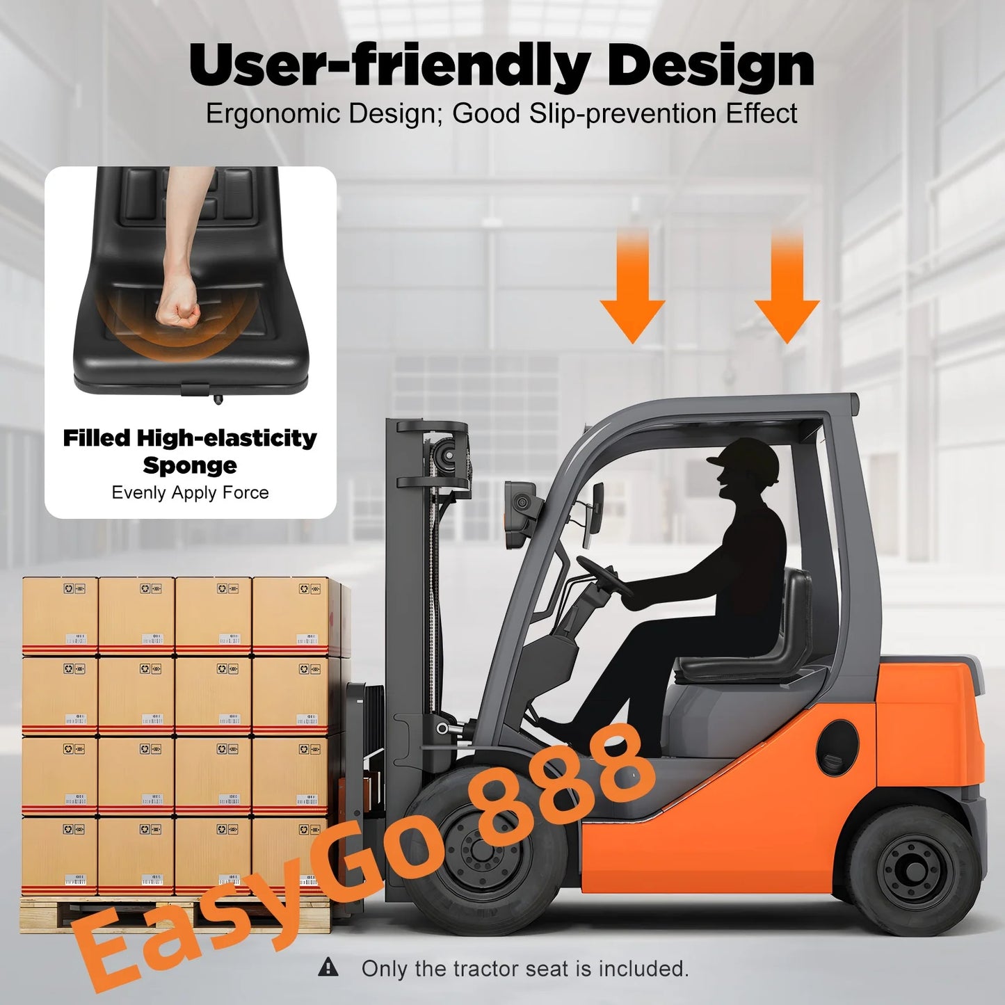 Universal Lawn Tractor Replacement Seat Compact High Back Mower Seat