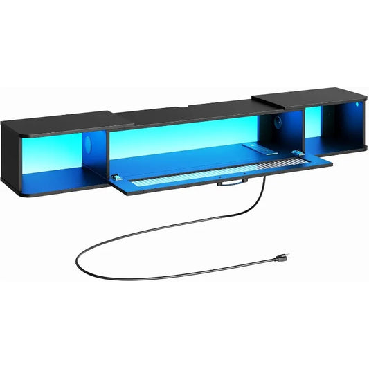 Floating TV Stand with LED Light for TVs up to 65 Inch Modern Media Console