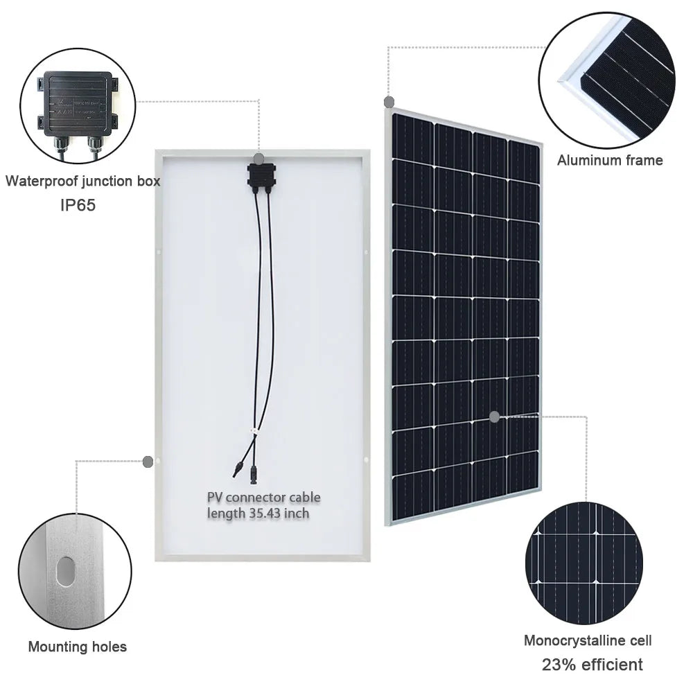 Ljustra Glass Rigid Solar Panel 18V 200W 400W Monocrystalline Waterproof