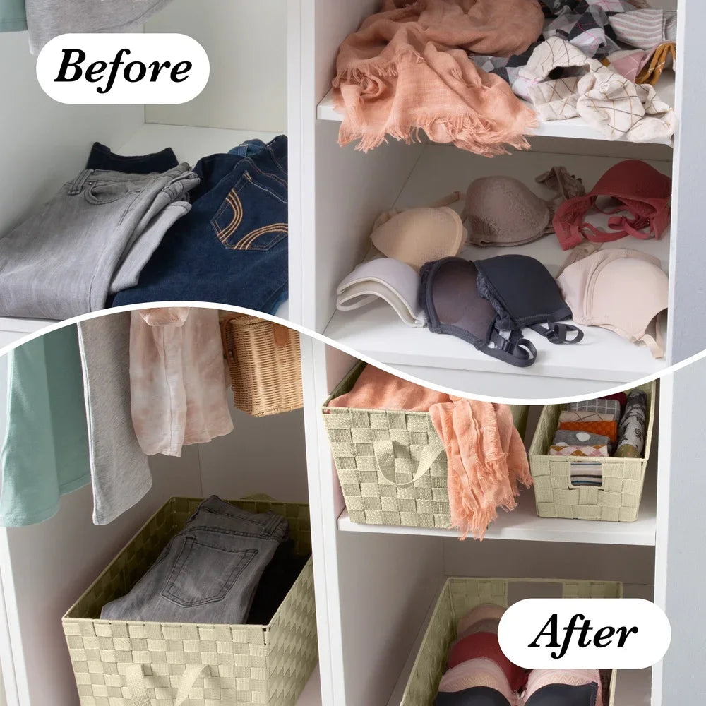 Large Woven Storage Basket Lightweight Durable Organization Tote