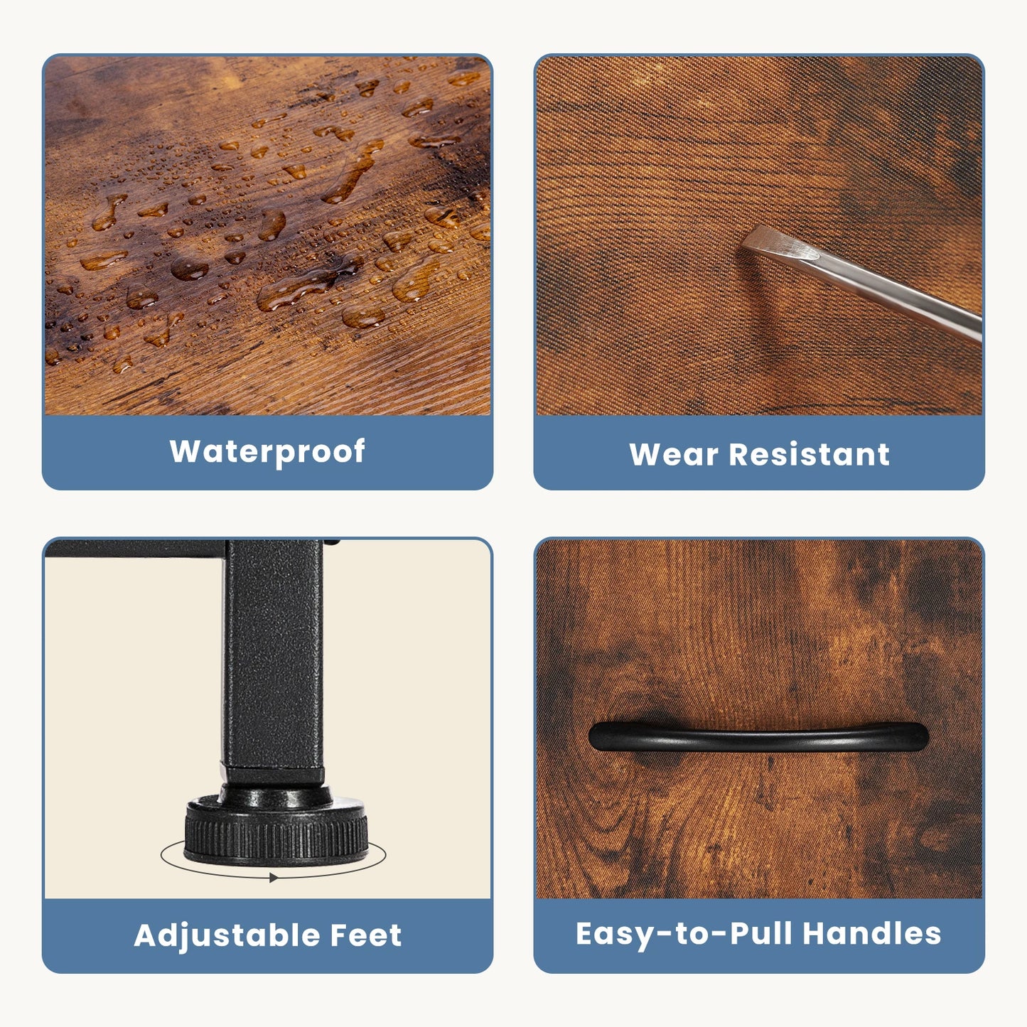 Ljustra Modern Fireplace TV Stand Dresser with 5 Fabric Drawers