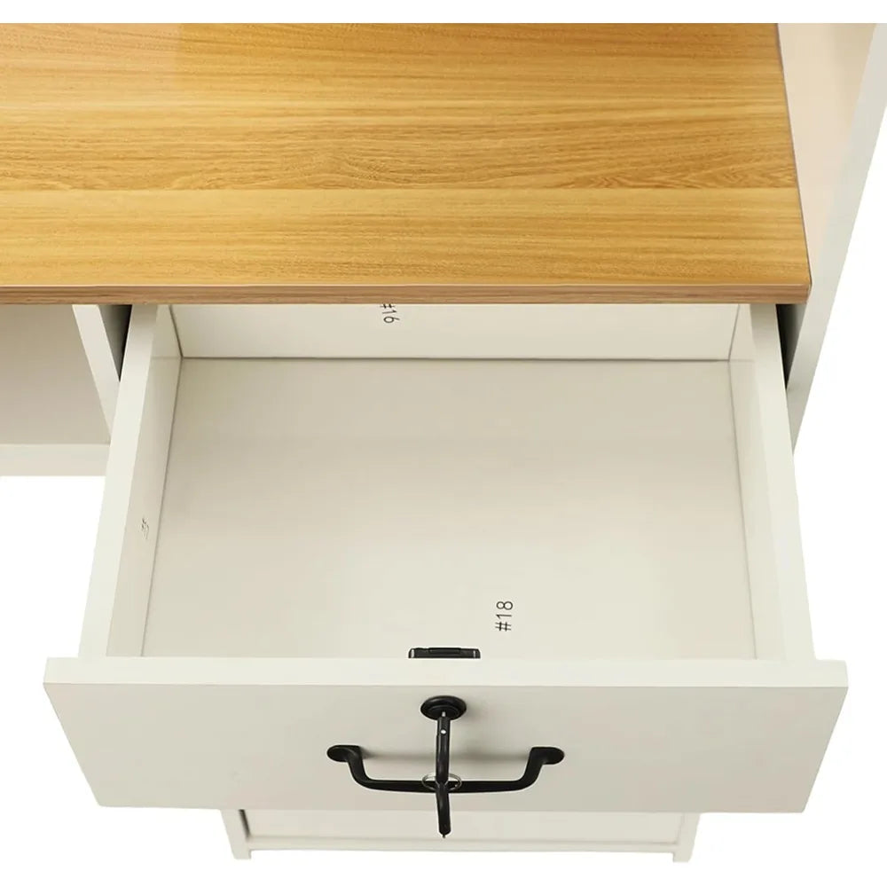 Modern Reception Desk Office Front Desk with Storage Lockable Drawer