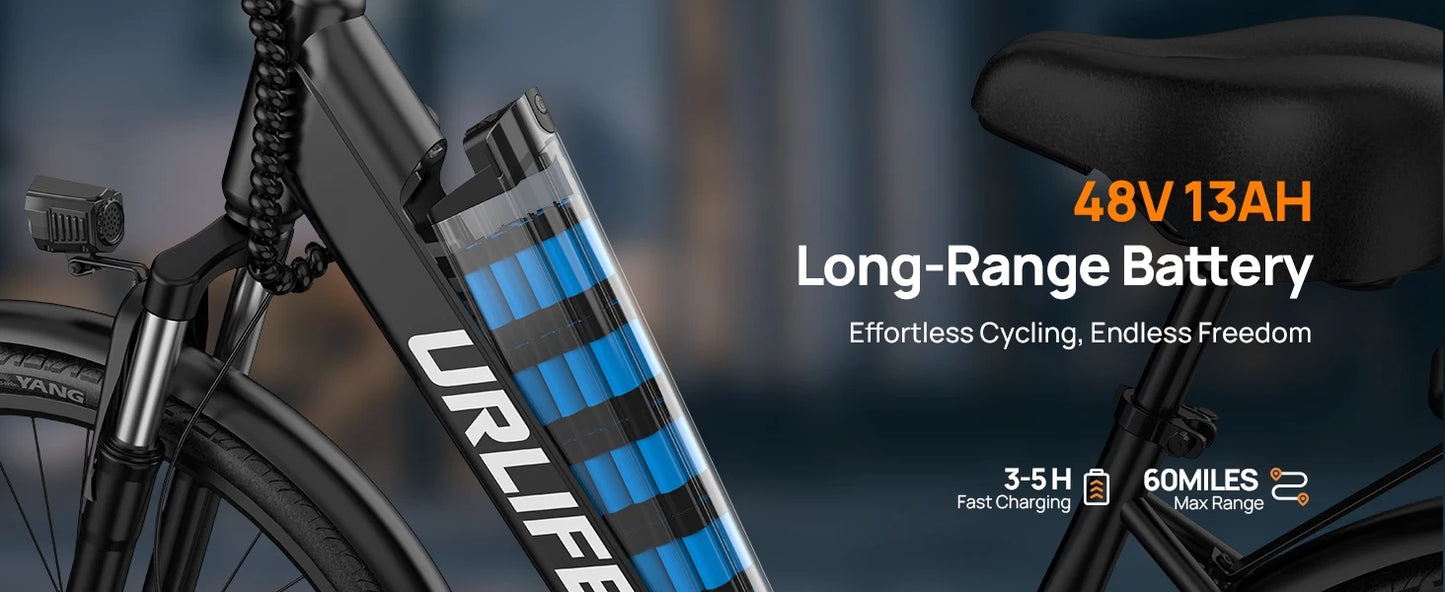 Peak 750W E26 Electric Bike 26" Commuter 48V 10.4Ah LCD Display 20MPH