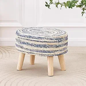 Round Seagrass Ottoman Eco-Friendly Footstool Hand Woven Pouf