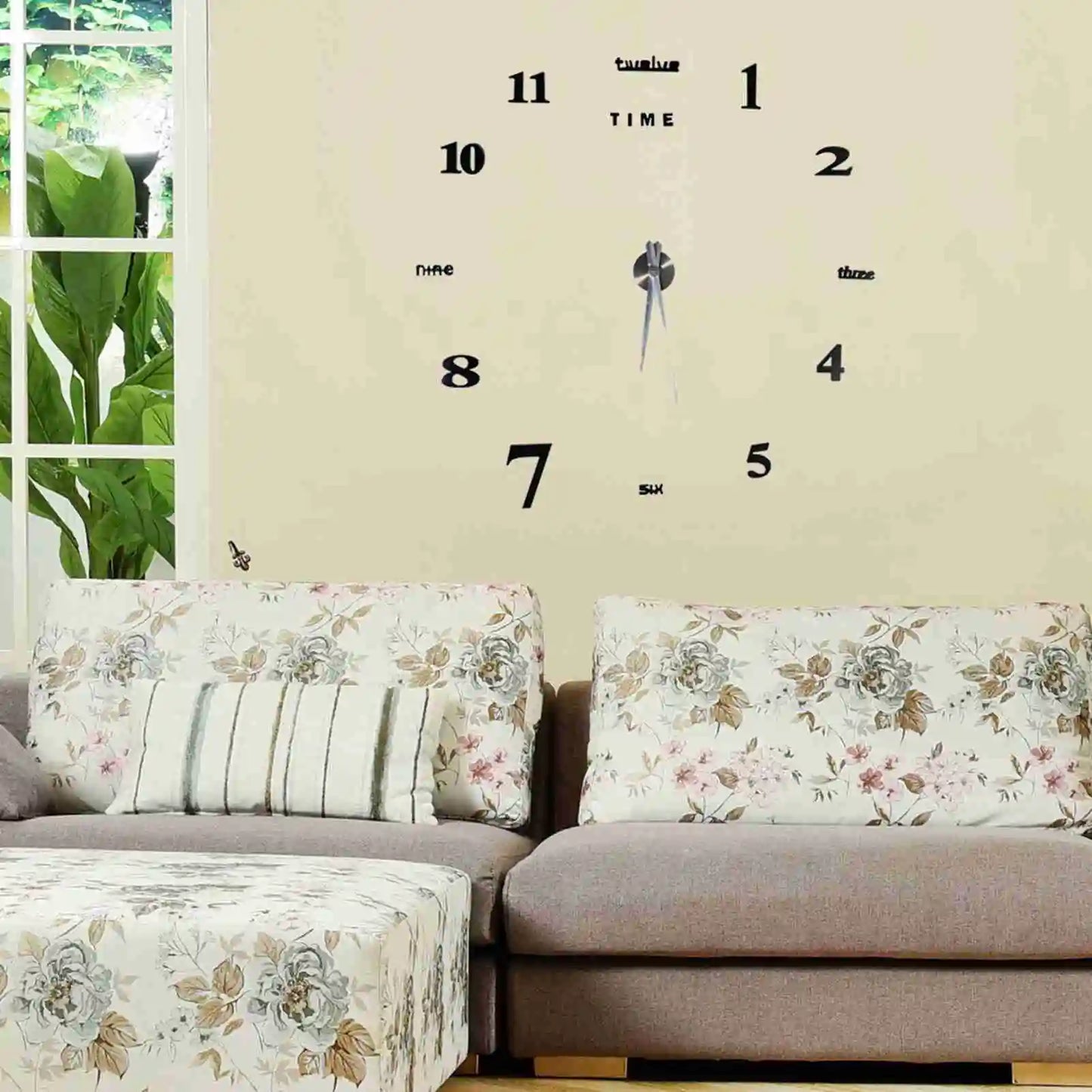 Modern DIY Large Wall Clock Kit 3D Mirror Surface Home Office Decor