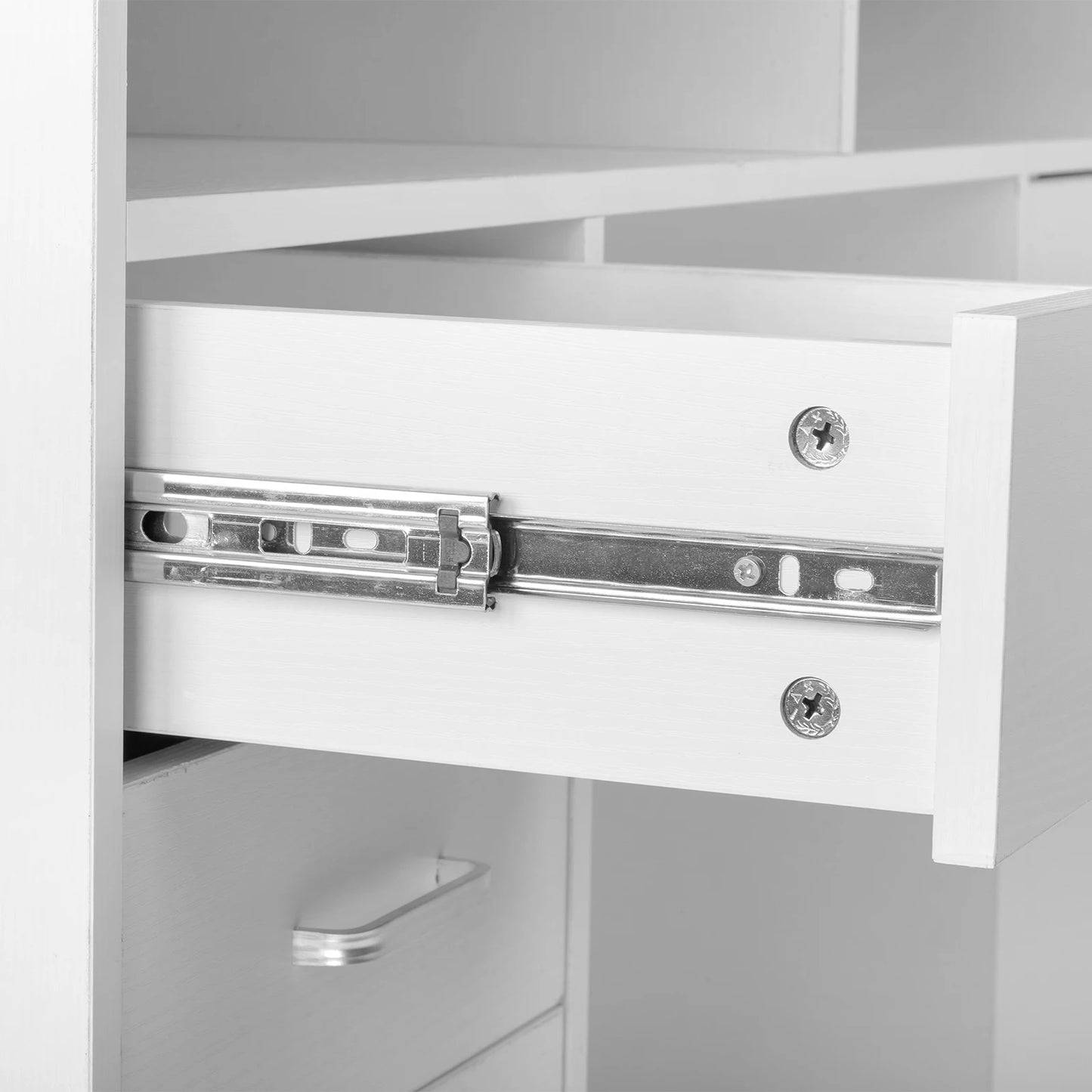 Ljustra White Wood Grain Computer Desk with Drawers and Interlayer 120cm