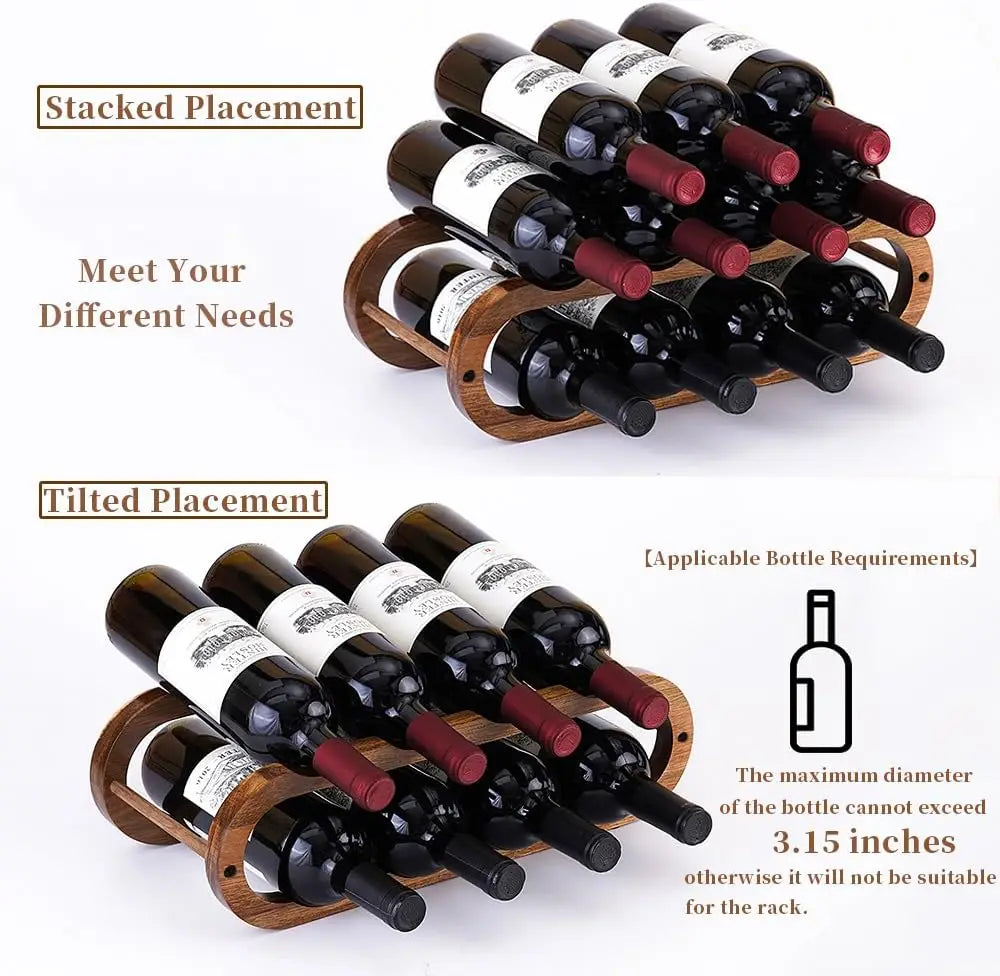 Wine Rack Water Bottle Organizer 2 in 1 Adjustable Acacia Wood Storage