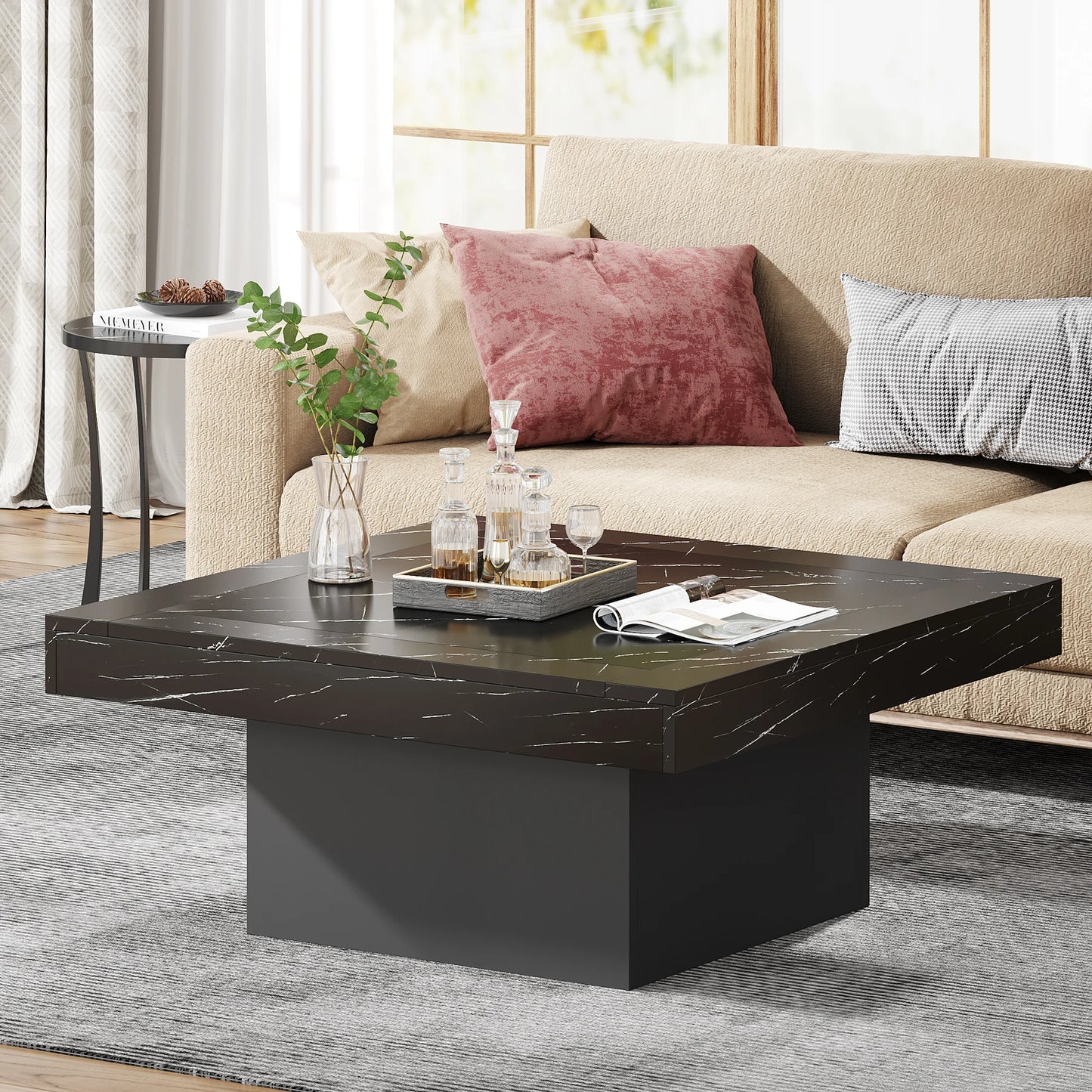 Ljustra Square LED Coffee Table Modern Minimalist Low Table for Living Room