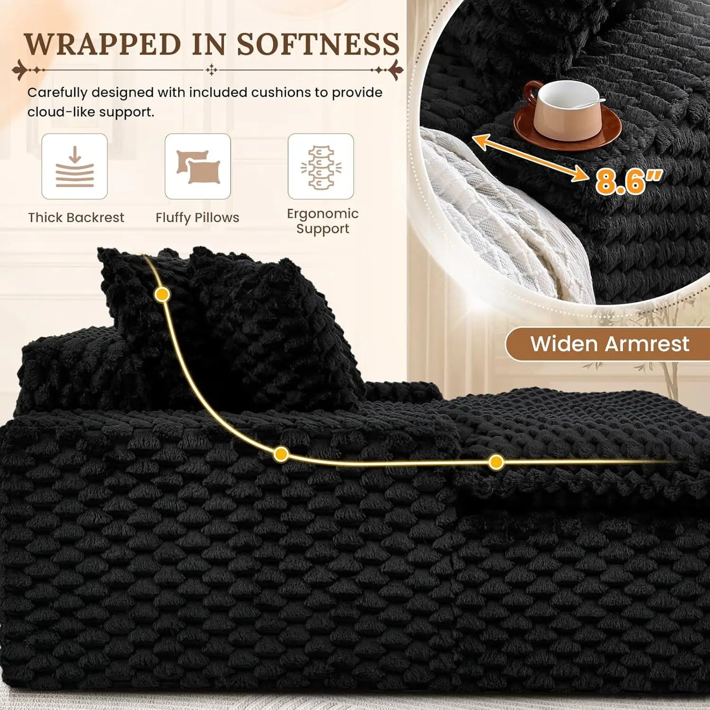 Ljustra Oversized Chaise Lounge Chair Comfy Corduroy Sofa Couch