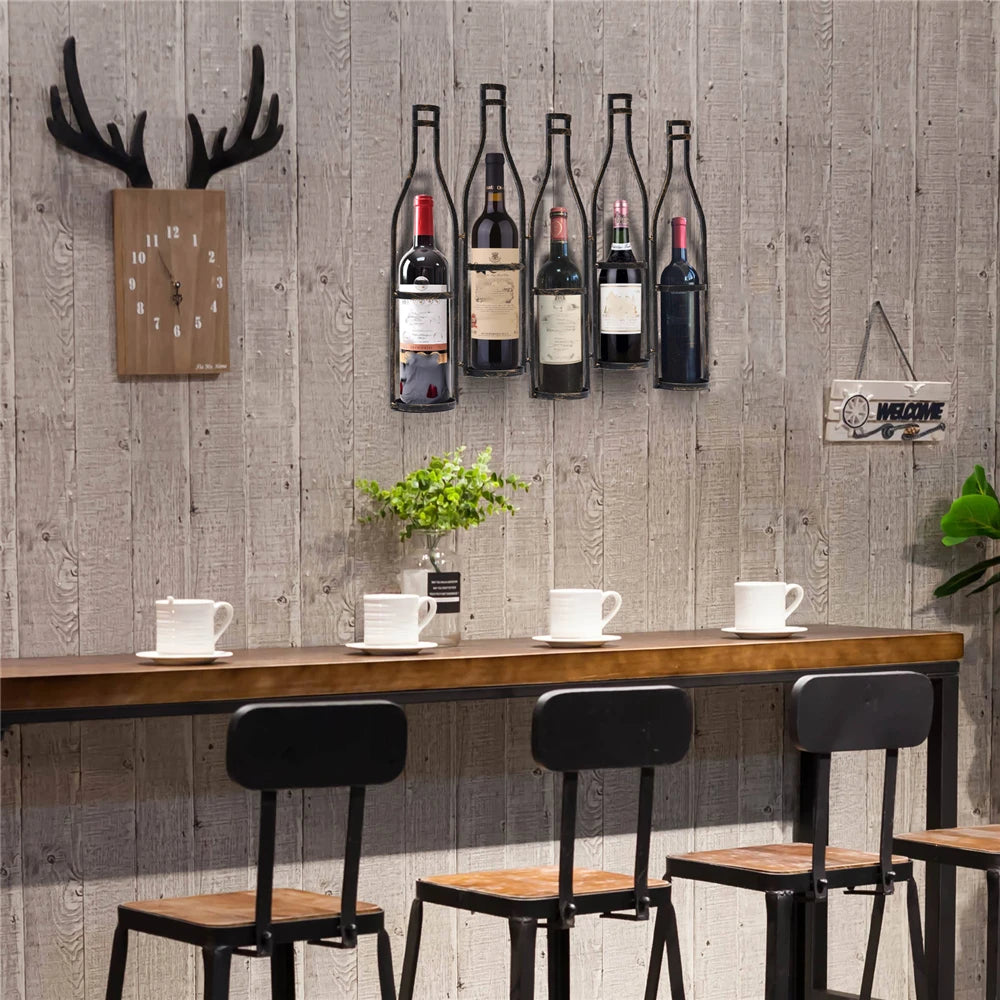 Wall Mounted Wine Rack Metal Hanging Organizer for Kitchen Bar Decor