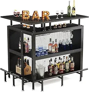 Home Bar Unit Mini Liquor Table Cabinet Compact Stylish Storage