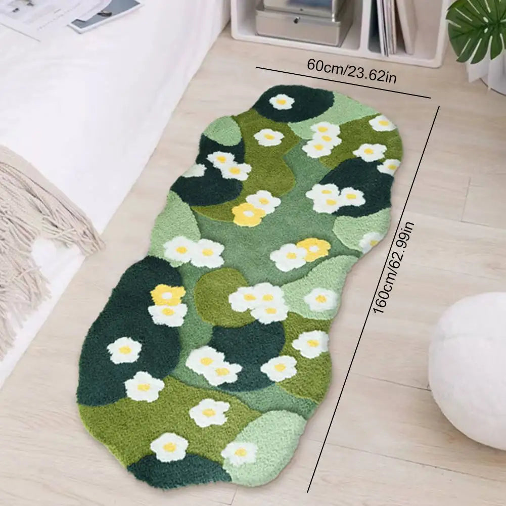 Fluffy Green Forest Floor Mat Soft Moss Carpet Bedroom Rug Decor