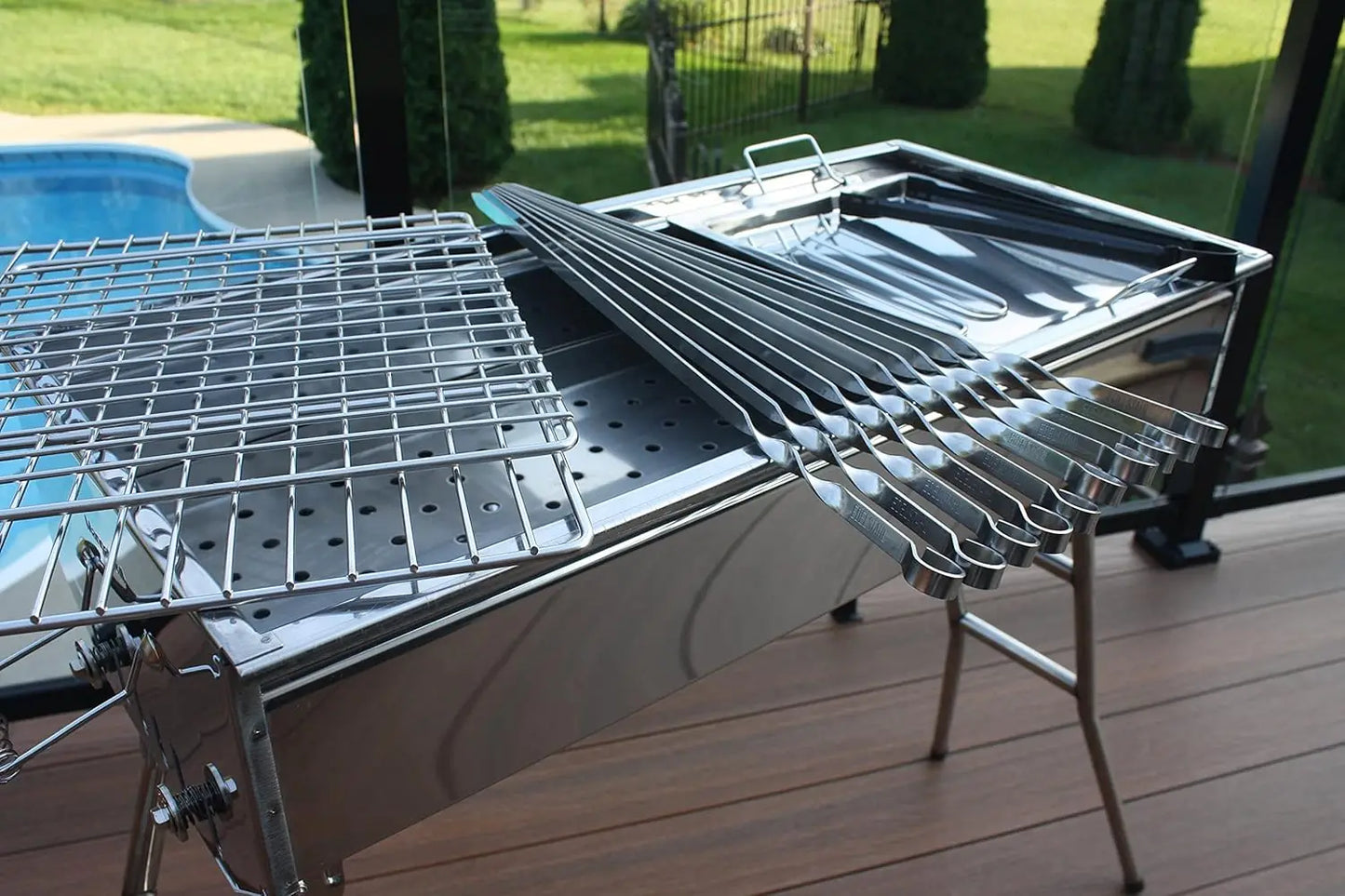 Stainless Steel Charcoal Grill Mangal Shish Kabab BBQ Barbecue Grill