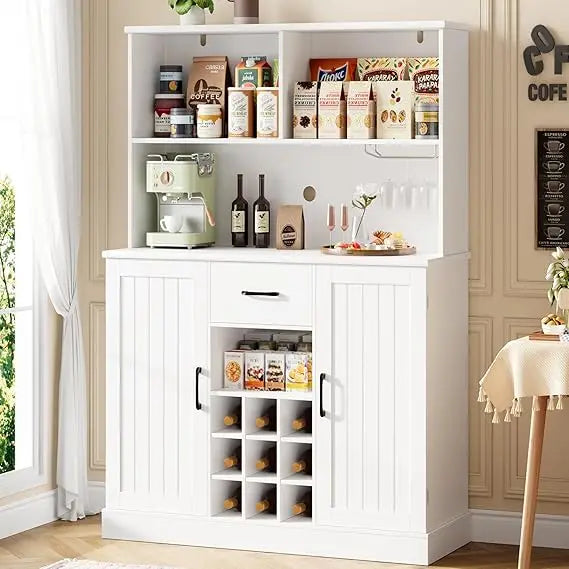 Buffet Cabinet with Hutch Modern Kitchen Sideboard Storage Coffee Bar