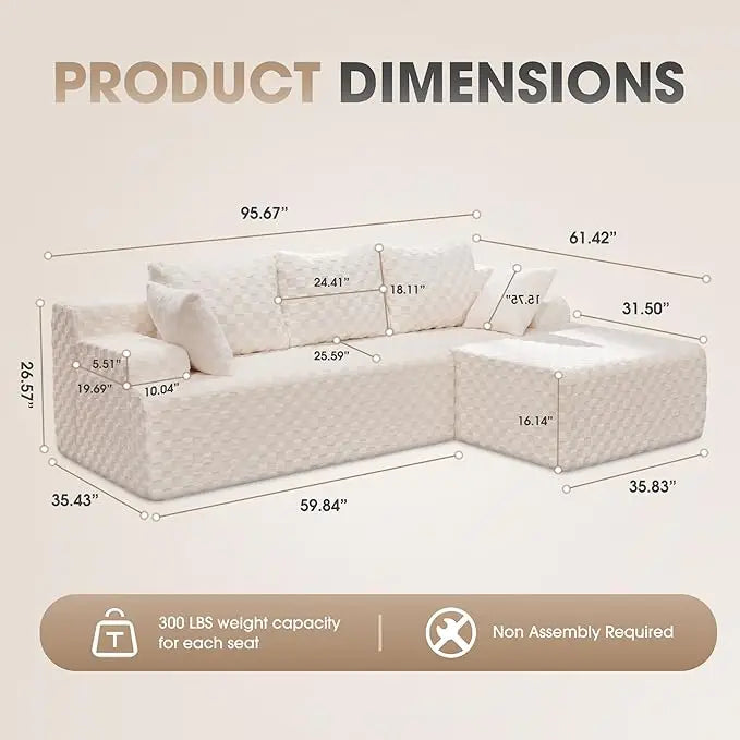 Ljustra Modular L-Shaped 3-Seat Sectional Sofa with Storage