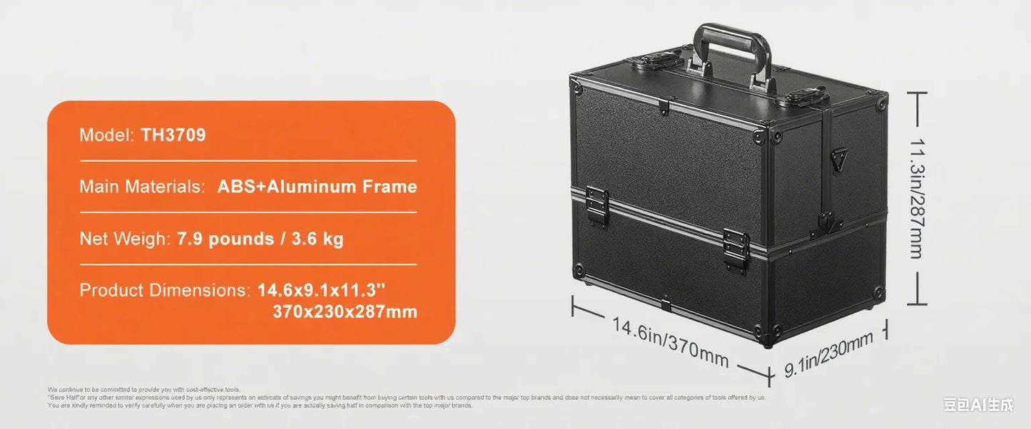 SucceBuy Professional Makeup Train Case Extra Large Rolling Storage Case