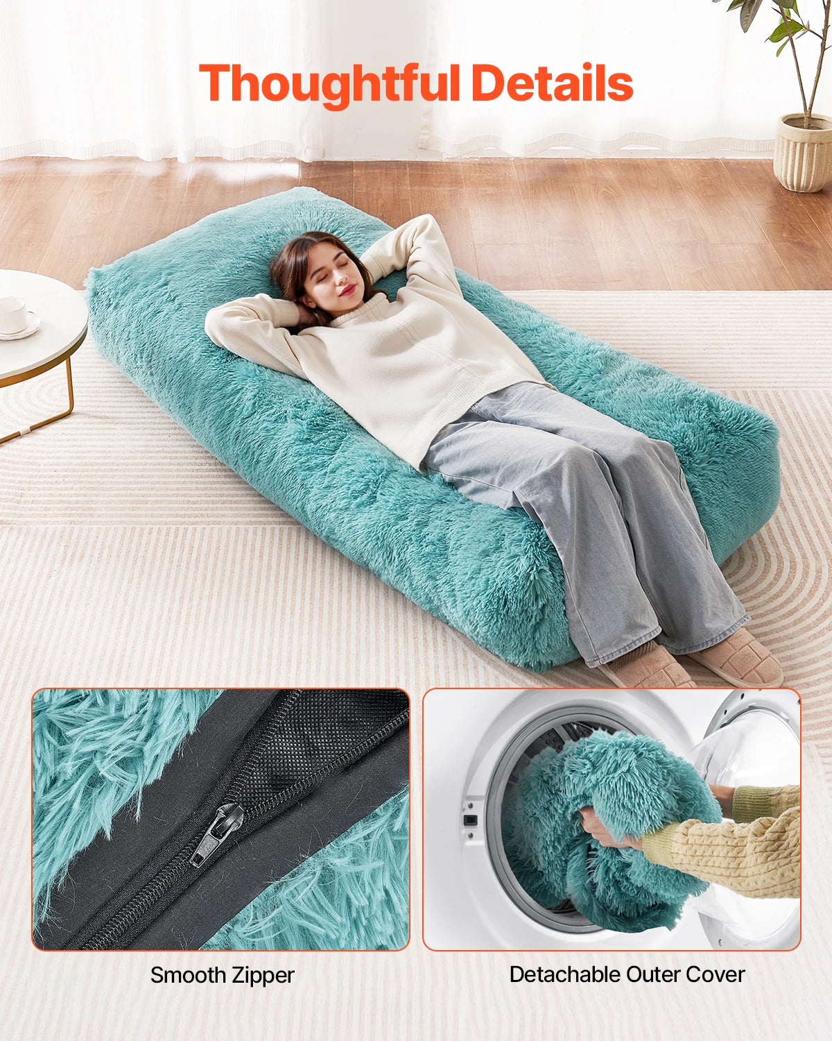 Ljustra Giant Bean Bag Chair Removable Cover Plush Foam Living Room
