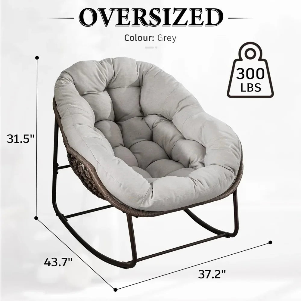 Large Oversized Indoor Outdoor Rocking Papasan Chair with Cushion