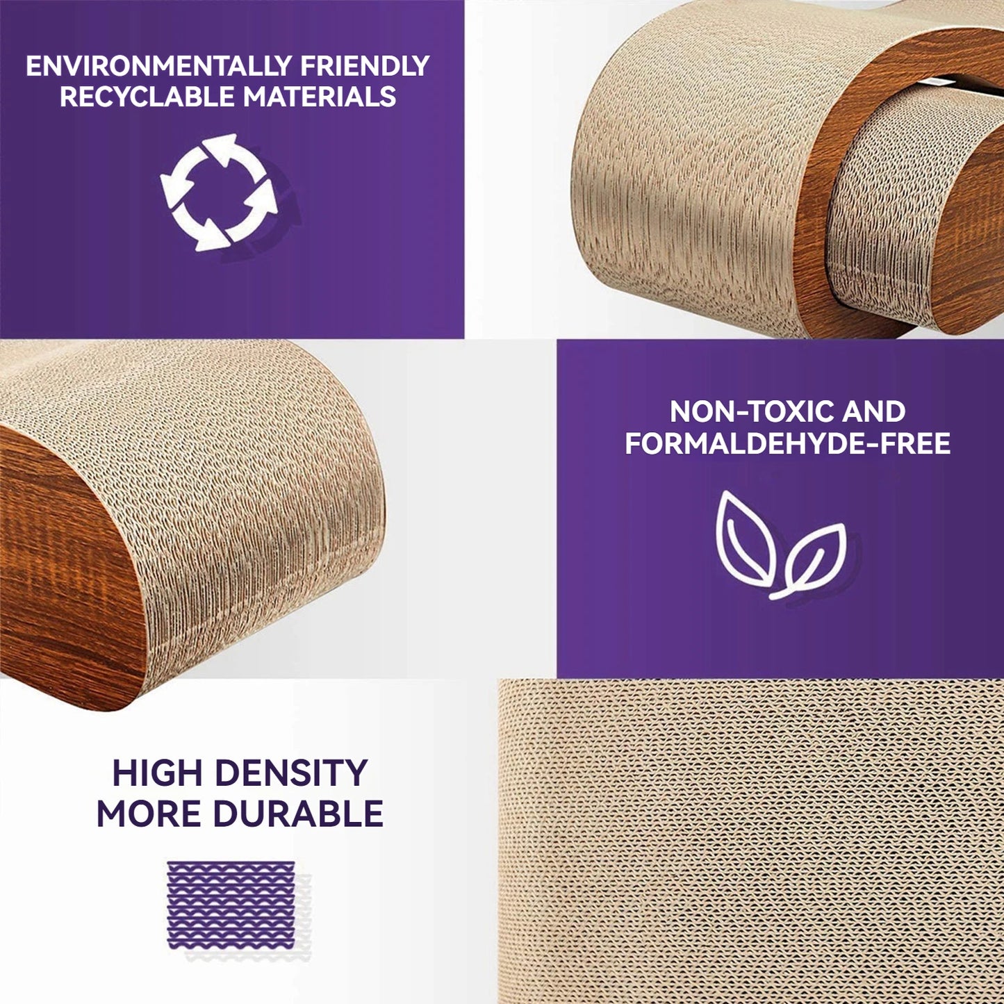 2 in 1 Cat Scratcher Lounge Bed Durable Cardboard Prevents Furniture Damage