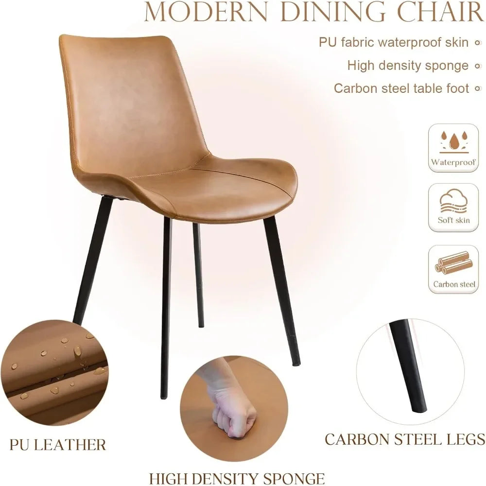 Modern PU Leather Dining Chairs with Sturdy Metal Legs for Home