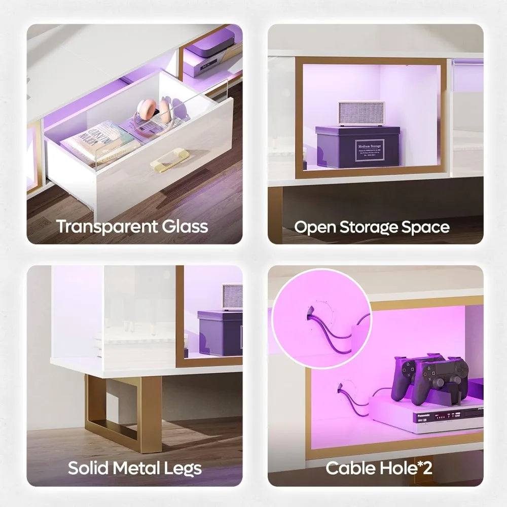 80 Inch TV Stand for 65 75 85 90 Inch TVs Modern LED Gaming Center