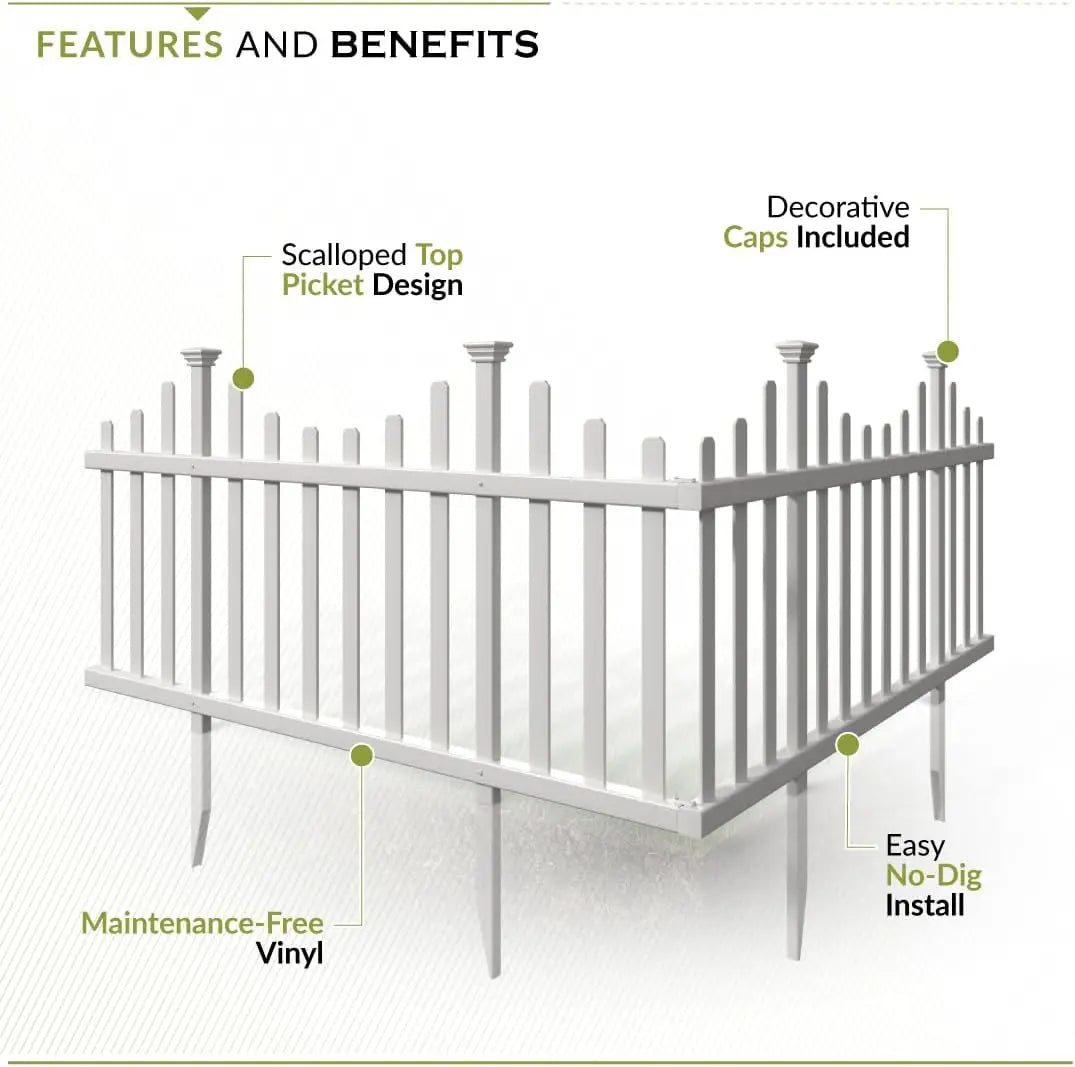 Ljustra 2.5ft H x 4.7ft W No Dig Vinyl Fence Panel Kit for Yard