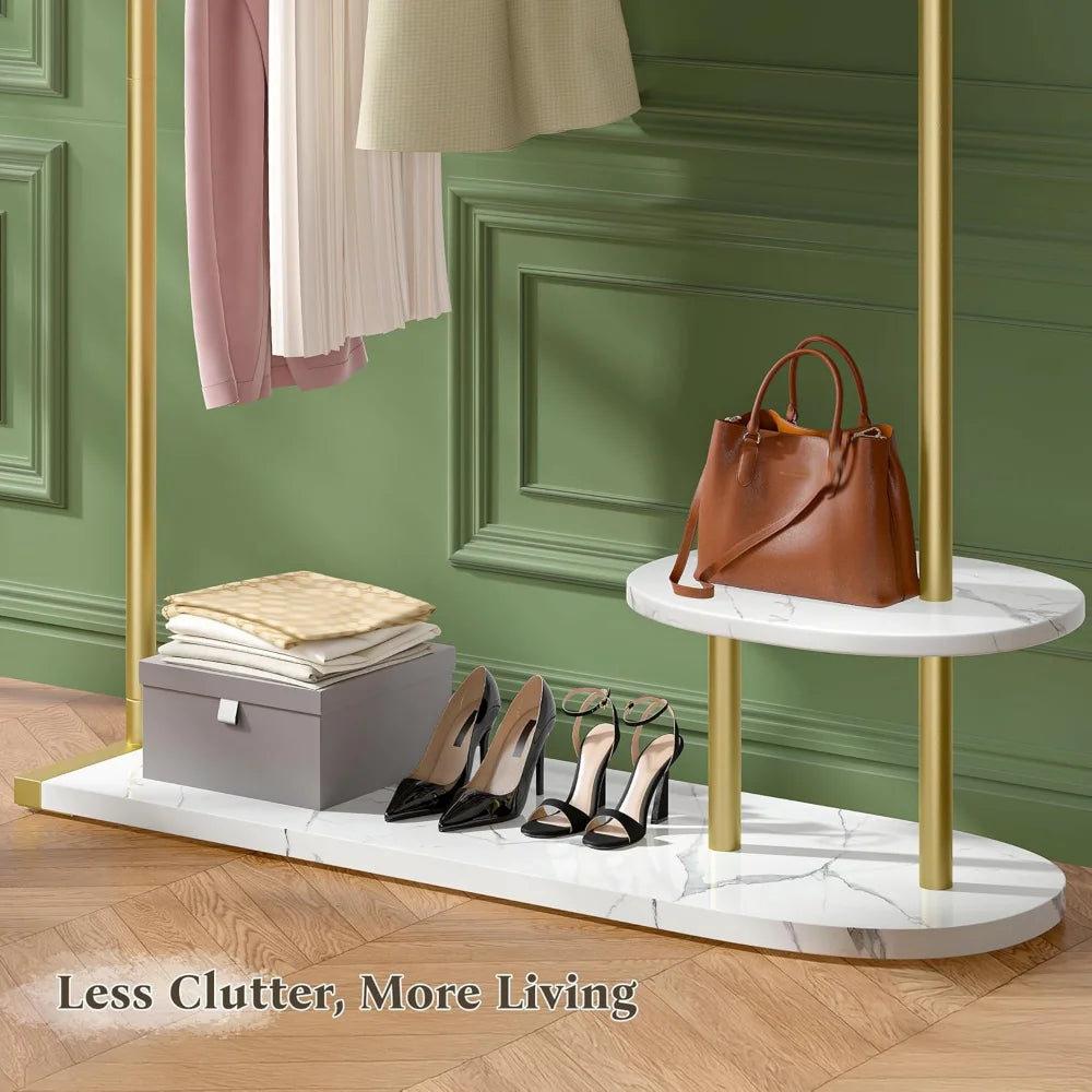 Modern 67" Clothing Rack with Two-Tier Storage for Boutique Display