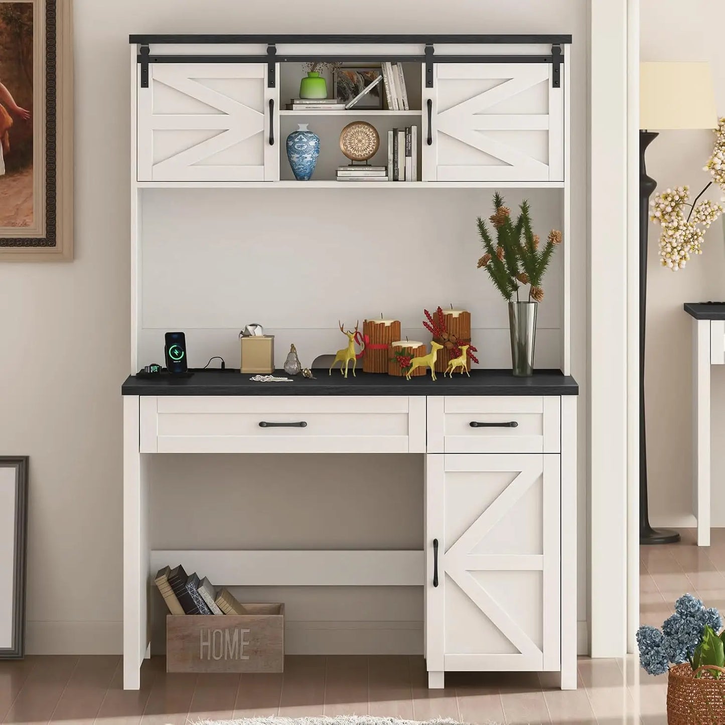 Ljustra Executive Desk with Storage Cabinet and Power Outlet 67.9 Inch