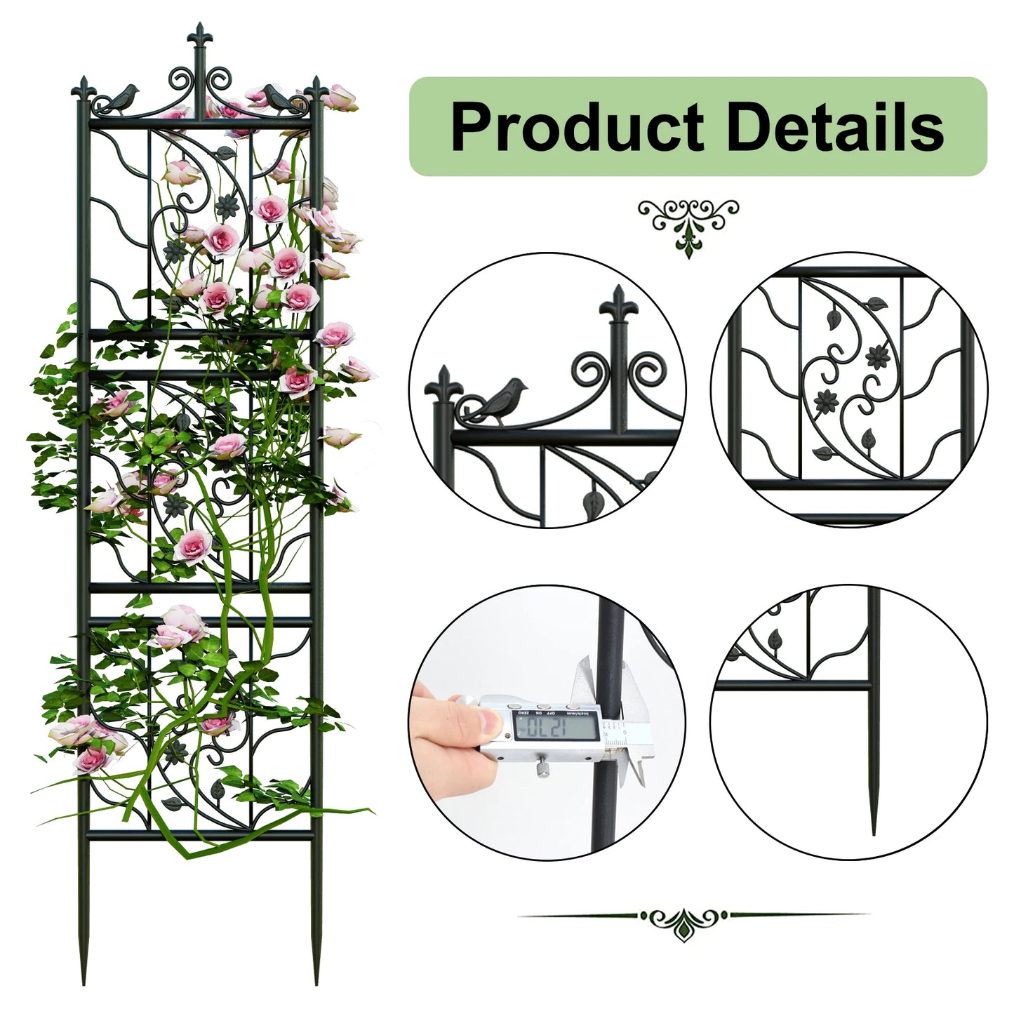 71 Inch Garden Trellis Metal Fence Outdoor Lattice Panel for Climbing Plants