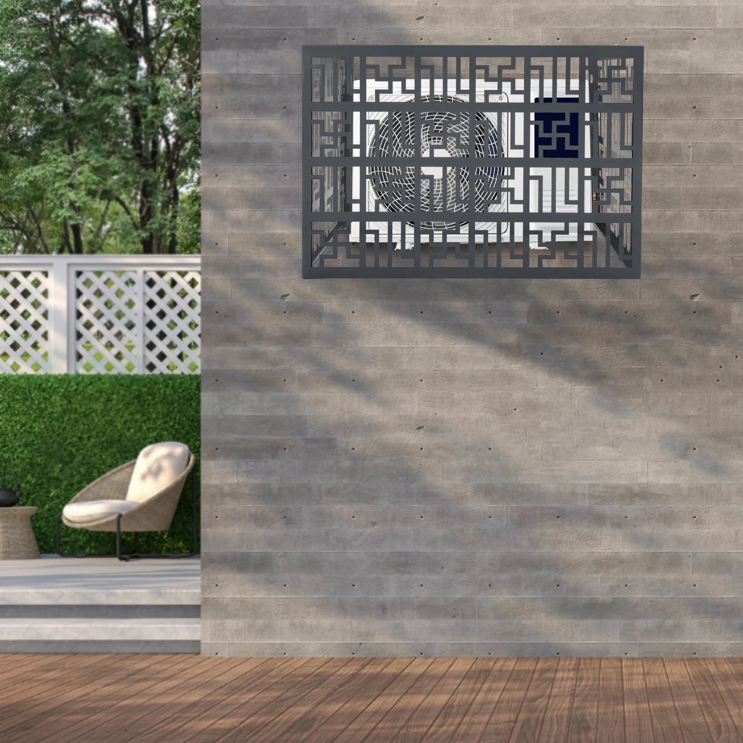 Freestanding Air Conditioner Fence Privacy Screen with Planter Box Outdoor