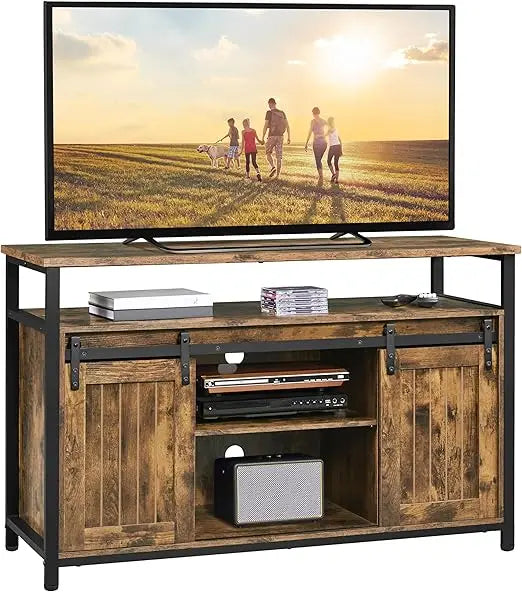 Ljustra Barn Door TV Stand for 55 Inch TV with Adjustable Shelves
