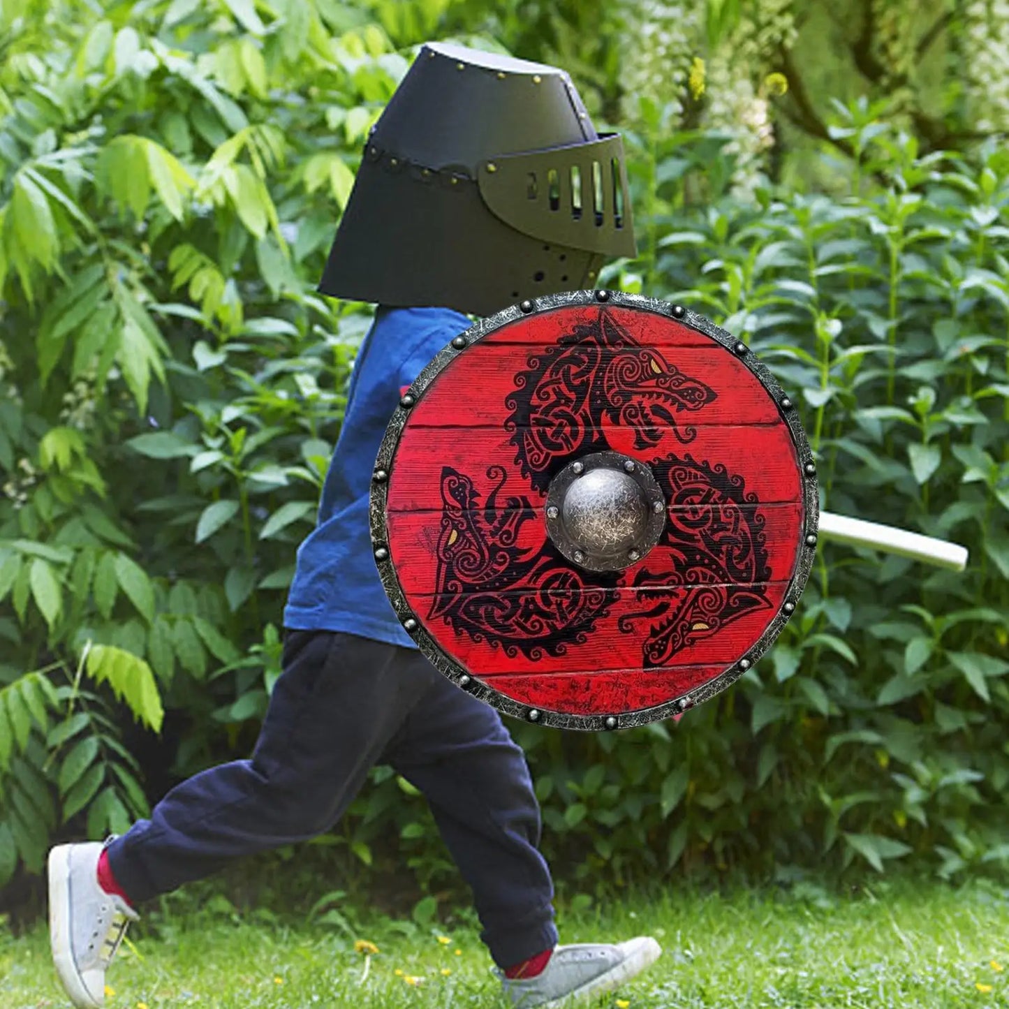 Unique Handcrafted Viking Wolf Warrior Wooden Shield Wall Decor