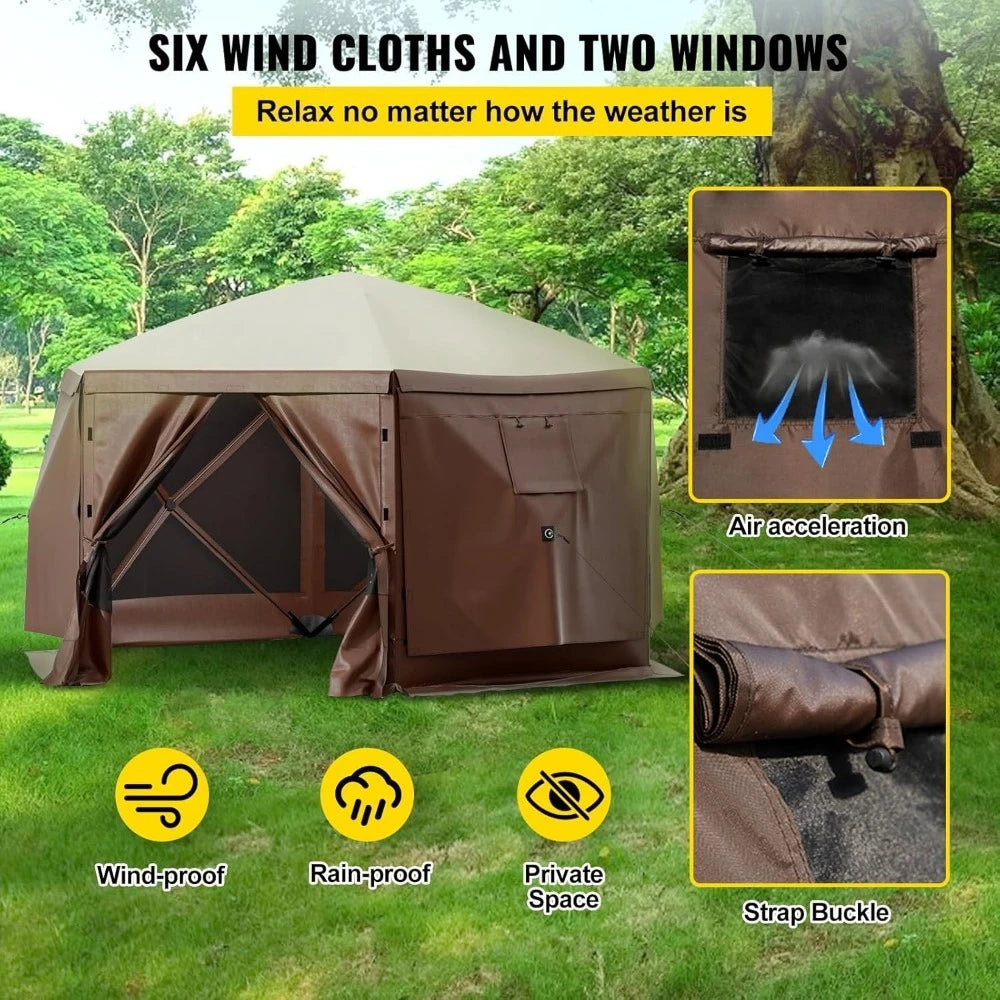 Large Pop-up Canopy Tent 12x12ft Portable Shelter with Mesh Windows