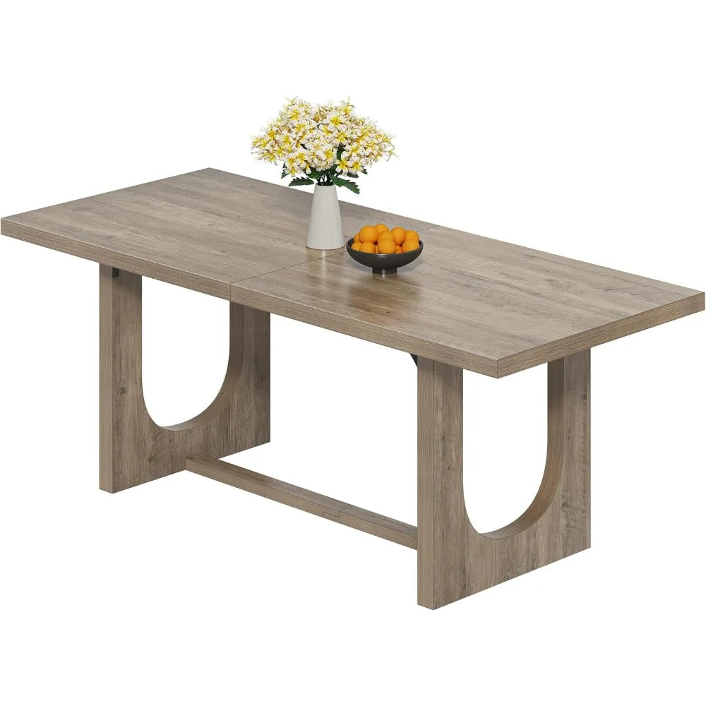 Large Rectangle Dining Table for 6-8 People Farmhouse Kitchen Table