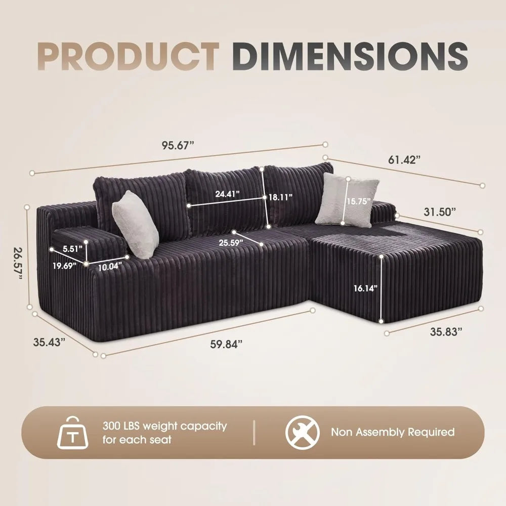 Ljustra Modular L-Shaped 3-Seat Sectional Sofa with Storage