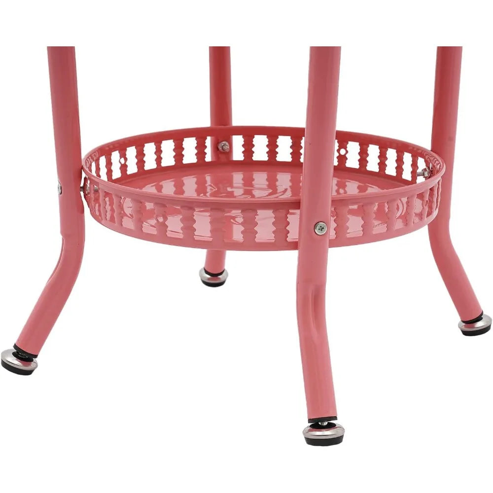 Pink Modern Metal Coat Rack Stand Freestanding Hat Hall Tree 12 Hooks